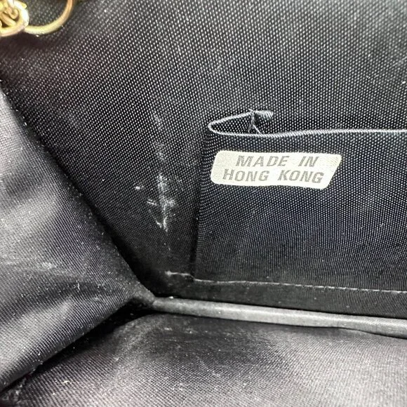 Vintage Handbag 1970s Floral Tapestry Evening Purse Gold Chain Strap Hong Kong - Picture 8 of 12